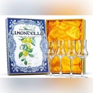 Italian Limoncello Glasses– Brand New- hand blown- beautiful box